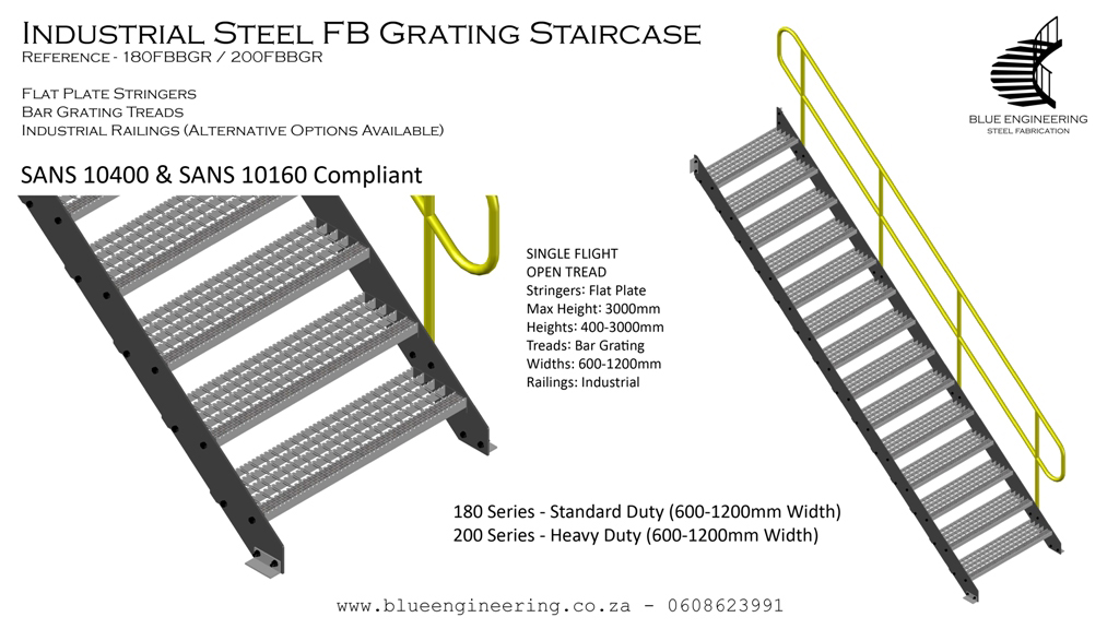 Industrial Steel Grating Staircase Design. Johannesburg, Pretoria, Durban, Gauteng, KwaZulu Natal and surrounding areas