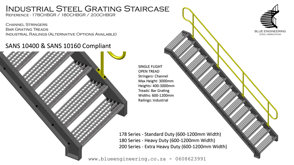 Industrial Steel Grating Staircase Design. Johannesburg, Pretoria, Durban, Gauteng, KwaZulu Natal and surrounding areas