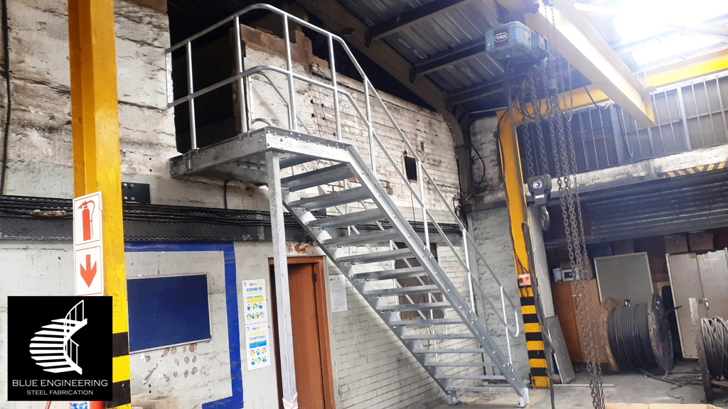 Industrial Steel Staircase with Vastrap Treads and Railings. Johannesburg, Pretoria, Durban, Gauteng, KwaZulu Natal and surrounding areas