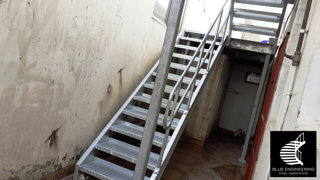 Industrial Steel Staircase with Vastrap Treads and Railings. Johannesburg, Pretoria, Durban, Gauteng, KwaZulu Natal and surrounding areas